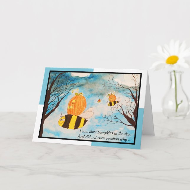 Bienen 'n Kürbislaternen Halloween Card Karte (Kleine Pflanze)