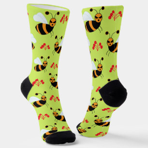 Bienen Rote Blume Muster Socken