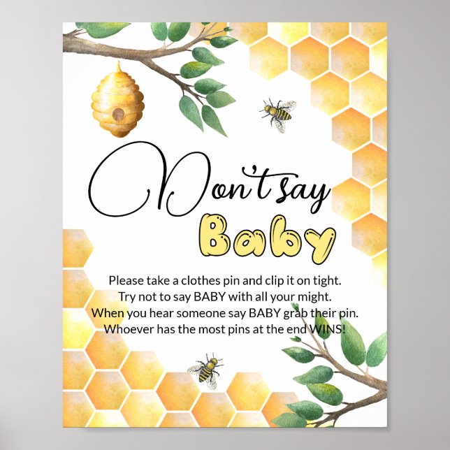 Bienen sagen nicht Baby Gaby Dusche Spiel Poster (Vorne)