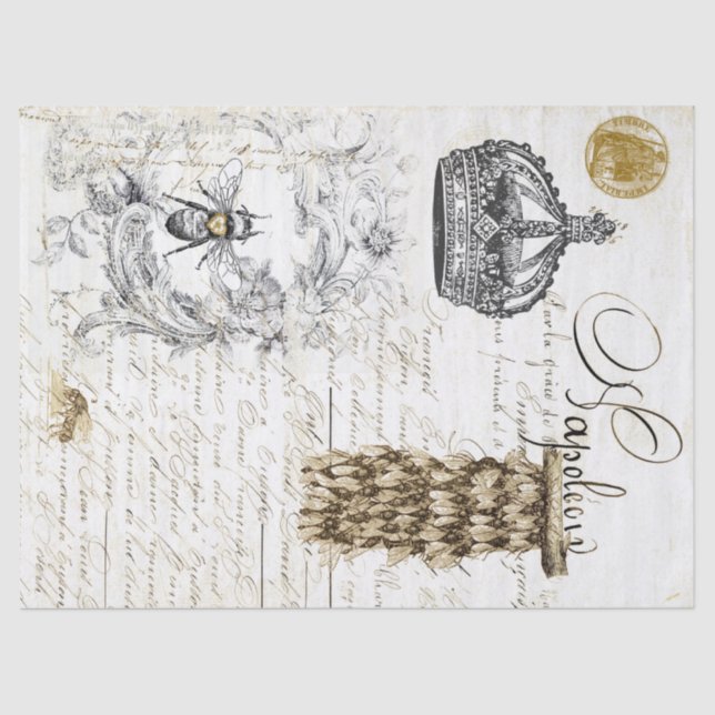 Bienen-Skript Decoupage Seidenpapier (Vorderseite)