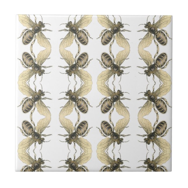 Bienen Streifen Brown Gold | KERAMIK Fliese (Vorderseite)