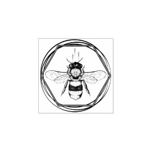 Bienen-Tattoo-Waben-Imkerei-Branding-Logo Gummistempel