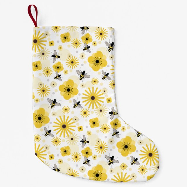 Bienen-Themed Muster-WeihnachtsStrumpf Kleiner Weihnachtsstrumpf (Vorderseite)