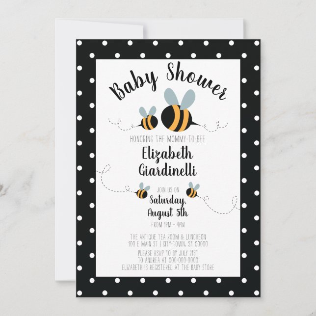 Bienen-themenorientierte Babyparty-Einladungen - Einladung (Vorderseite)