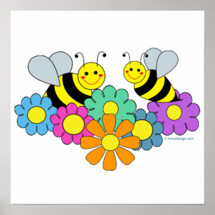 Bienen u. Blumen-Plakat Poster
