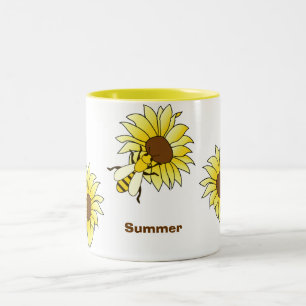 Bienen- u. Sonnenblumebann Sommer Zweifarbige Tasse