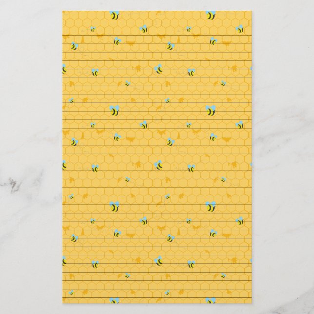 Bienen und Bienenwabe gezeichnetes Briefpapier (Vorderseite)