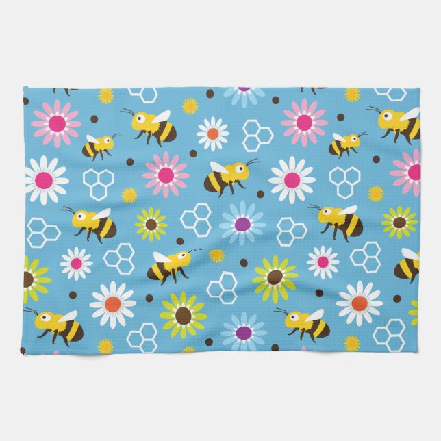 Bienen und Blume Geschirrtuch (Horizontal)