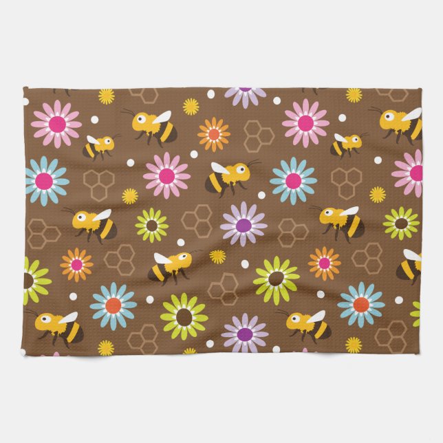 Bienen und Blume Geschirrtuch (Horizontal)