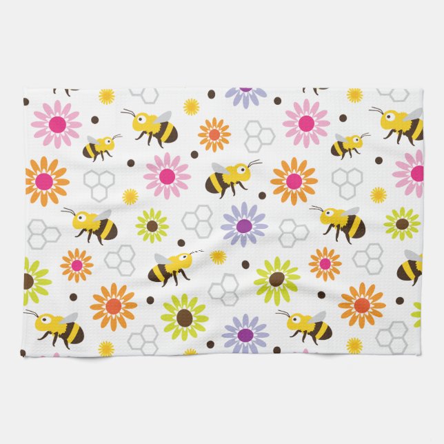 Bienen und Blume Geschirrtuch (Horizontal)