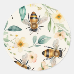 Bienen und Blume - Muster für Honigcreme aus Creme Runder Aufkleber