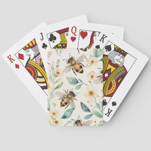 Bienen und Blume - Muster für Honigcreme aus Creme Spielkarten (Rückseite)