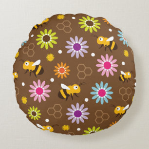 Bienen und Blume Rundes Kissen