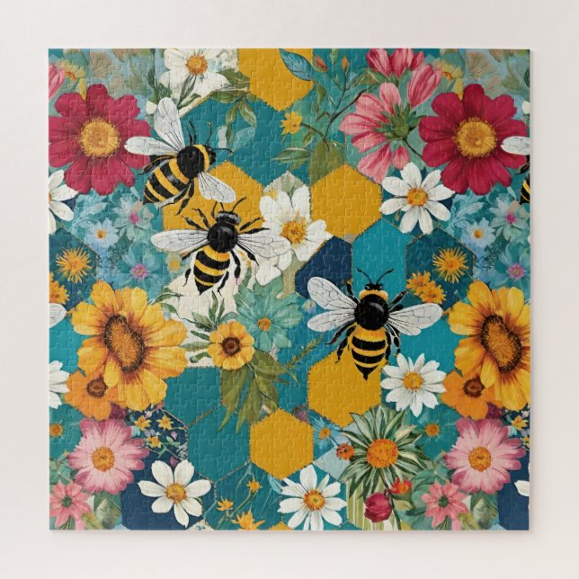 Bienen und Blumen Biene Blumenmuster (Vertikal)