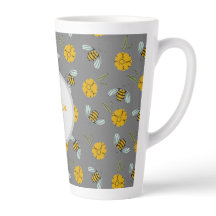 Bienen und Buttercups auf Grau