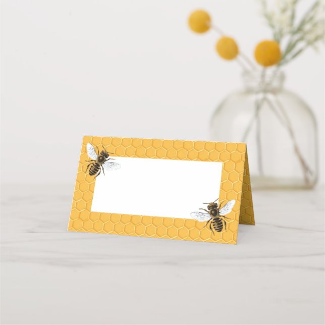 Bienen und gelbe Honigwaben Platzkarte (Rückseite)
