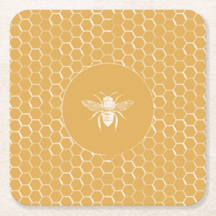 Bienen und goldenes Bienenwaben-Muster Rechteckiger Pappuntersetzer
