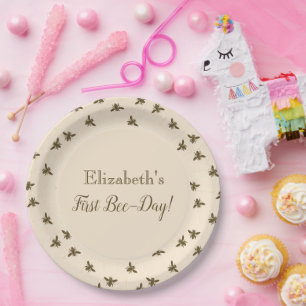 Bienen und Honeycomb Erste Geburtstagspapier-Telle Pappteller