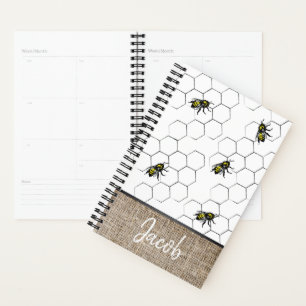 Bienen- und Honeycomb-Imitate Burlap   Monogramm Planer