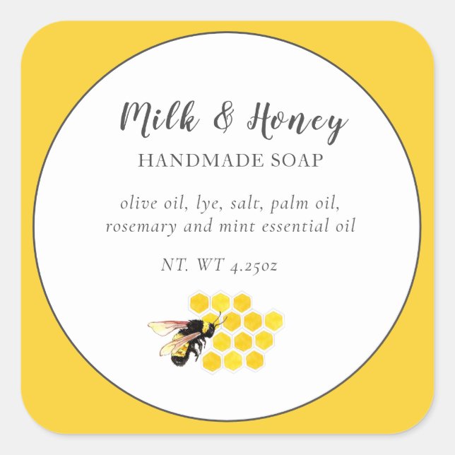 Bienen und Honeycomb Quadratischer Aufkleber (Vorderseite)