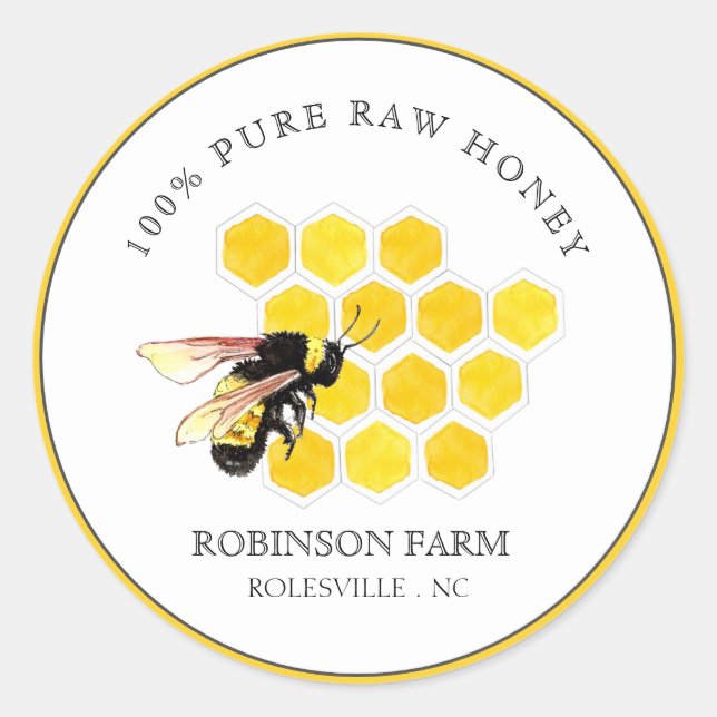 Bienen und Honeycomb Runder Aufkleber (Vorderseite)