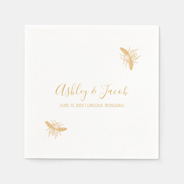 Bienen- und Honigwabenmuster Serviette (Vorderseite)