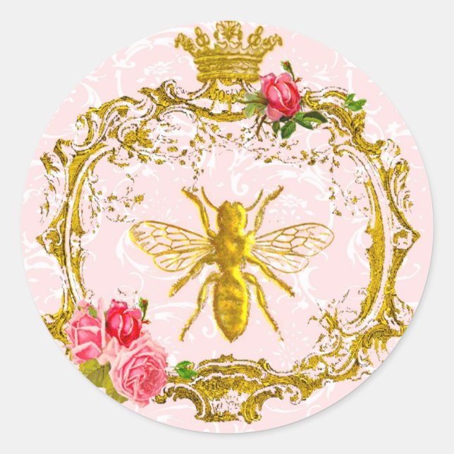 Bienen und Kronkönigliche Siegel Runder Aufkleber (Vorderseite)
