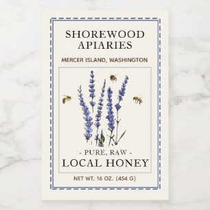 Bienen und Lavendel-2"x3"-Honiglabel Lebensmitteletikett