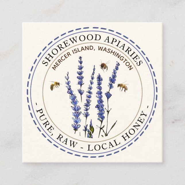 Bienen und Lavendel Honey Ivory Business Card Quadratische Visitenkarte (Vorderseite)