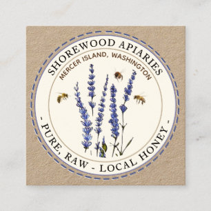 Bienen und Lavender Honey Kraft Business Card Quadratische Visitenkarte