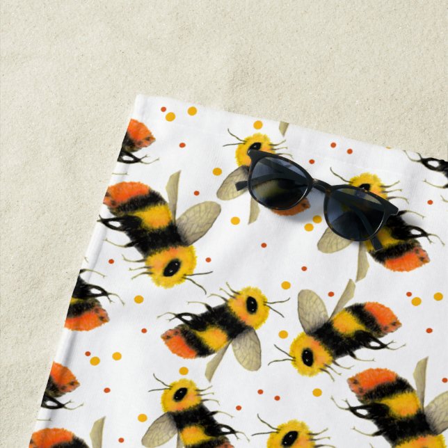 Bienen und Polka Dots Strandtuch (Beispiel)