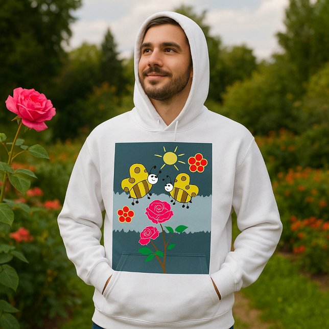 Bienen und Rose Blumengarten Hoodie (Von Creator hochgeladen)