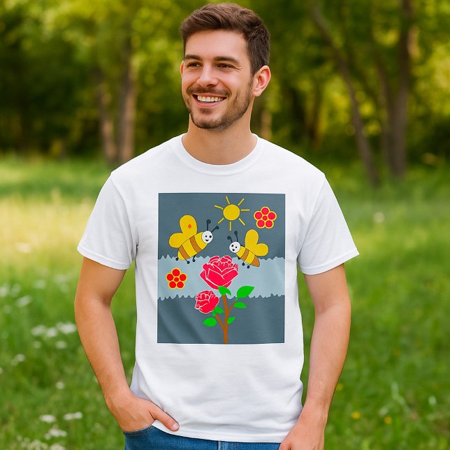 Bienen und Rose Blumengarten T-Shirt (Von Creator hochgeladen)