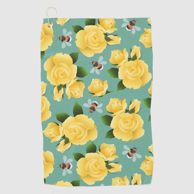 Bienen und Rose Golfhandtuch (Vorderseite)