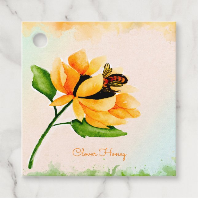 Bienen und Sonnenblumen Geschenkanhänger (Vorderseite)