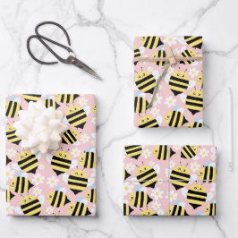 Bienen und weiße Blume Geschenkpapier Set