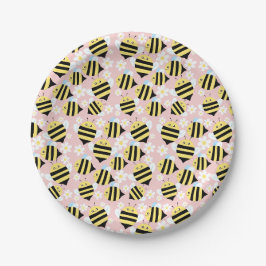 Bienen und weiße Blume Pappteller