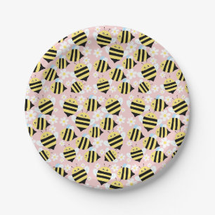 Bienen und weiße Blume Pappteller