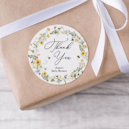 Bienen und Wildblume Babydusche Geschenketiketten Runder Aufkleber