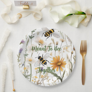 Bienen und Wildblumen, die zusammengehören, Pappteller
