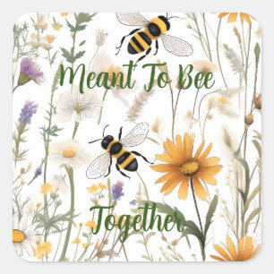 Bienen und Wildblumen sollen zusammenkommen, Quadratischer Aufkleber
