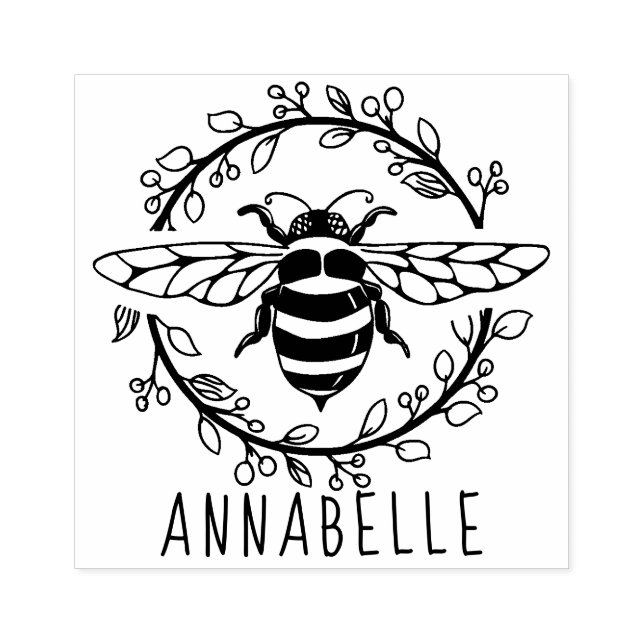 Bienen und Wreath Wood Art Briefmarke Gummistempel (Prägung)
