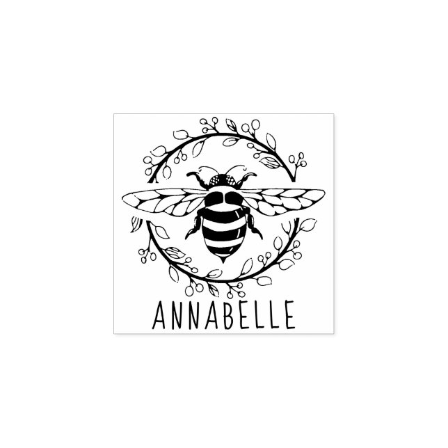 Bienen und Wreath Wood Art Briefmarke Gummistempel (Prägung)