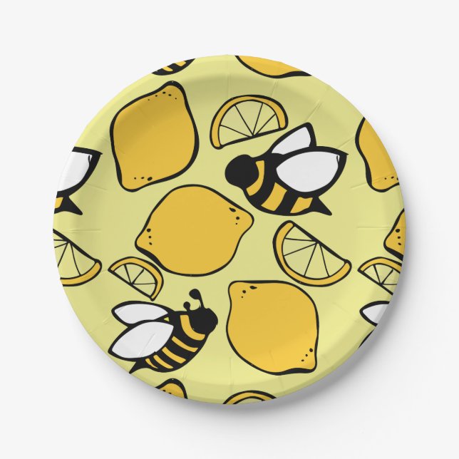 Bienen und Zitronen für Limonade Pappteller (Vorderseite)