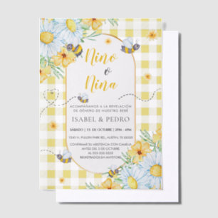 Bienen & Weiße Blume Gingham Spanish Gender Reveal