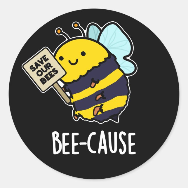 Bienenanfall Funny Insect Bee Pun Dark BG Runder Aufkleber (Vorderseite)