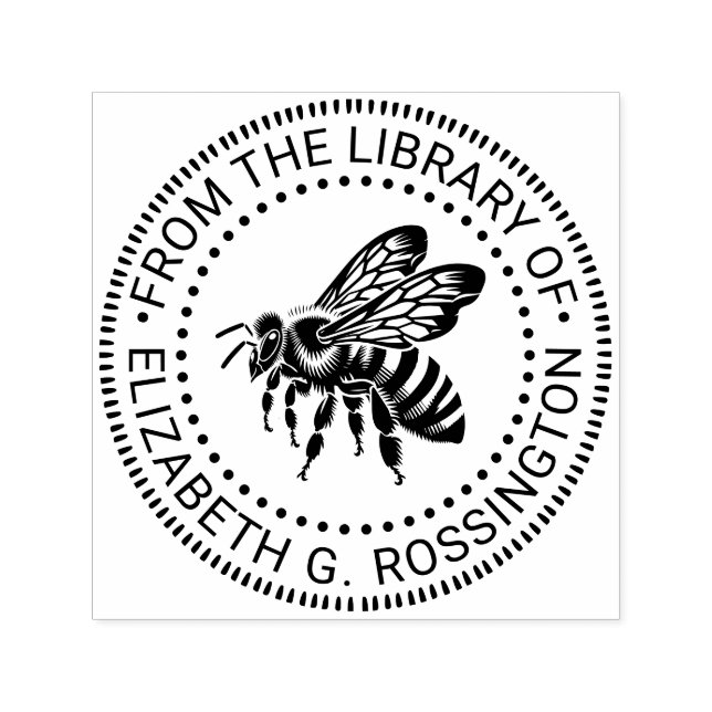 Bienenansicht "Aus der Bibliothek" Name Permastempel (Design)
