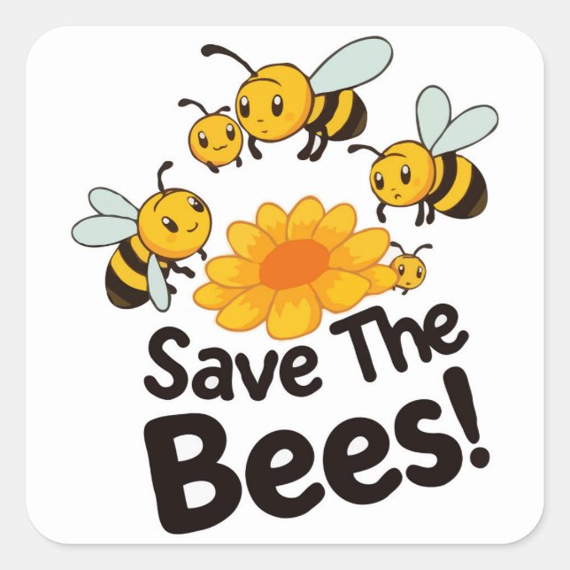 Bienenaufkleber gerettet - Bienenschutz Quadratischer Aufkleber (Vorderseite)