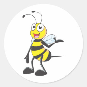 Bienenaufkleber : Mit Hand-Up präsentieren Runder Aufkleber