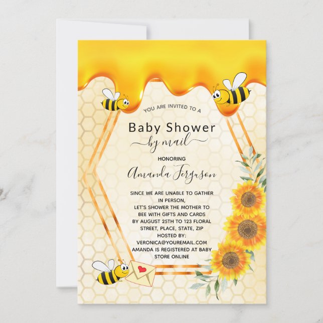 Bienenbaby Dusche mit dem Postversand Süßigkeiten  Einladung (Vorderseite)